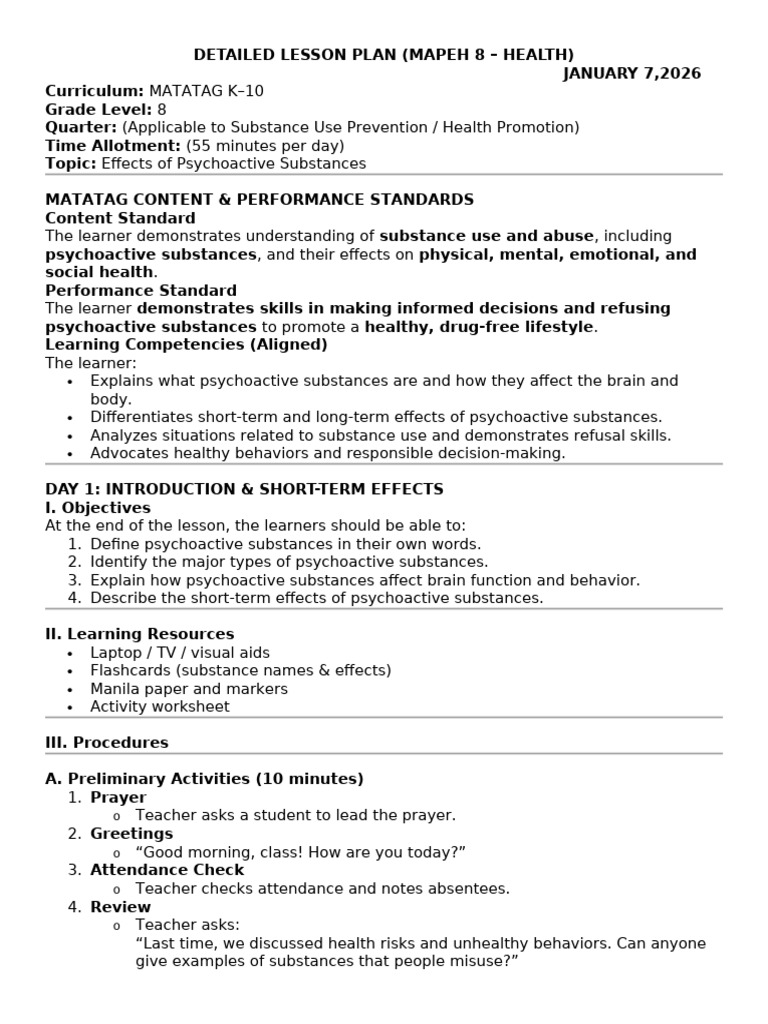 DETAILED LESSON PLAN 5-8mapeh | PDF | Educational Assessment | Learning