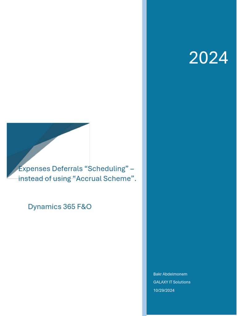 Deferring Expenses in Dynamics 365 F&O | PDF | Deferral | Accrual