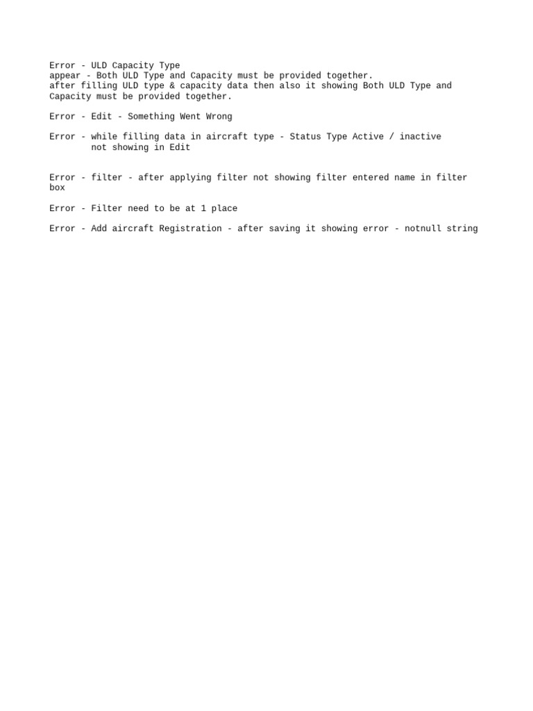 ULD Capacity and Aircraft Registration Errors | PDF