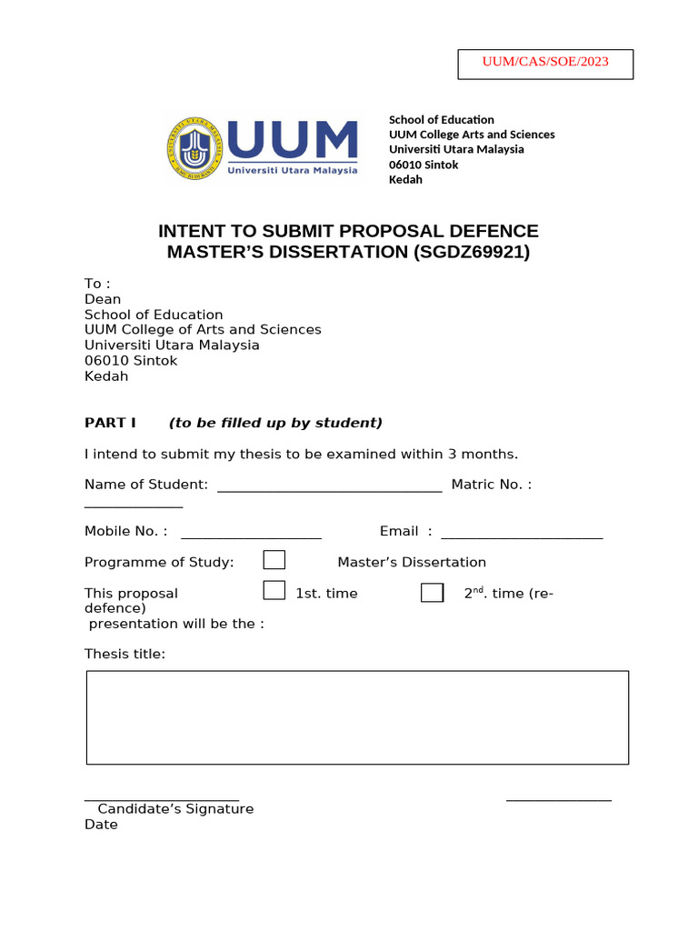 Master's Dissertation Proposal Intent | PDF | Thesis | Liberal Arts ...