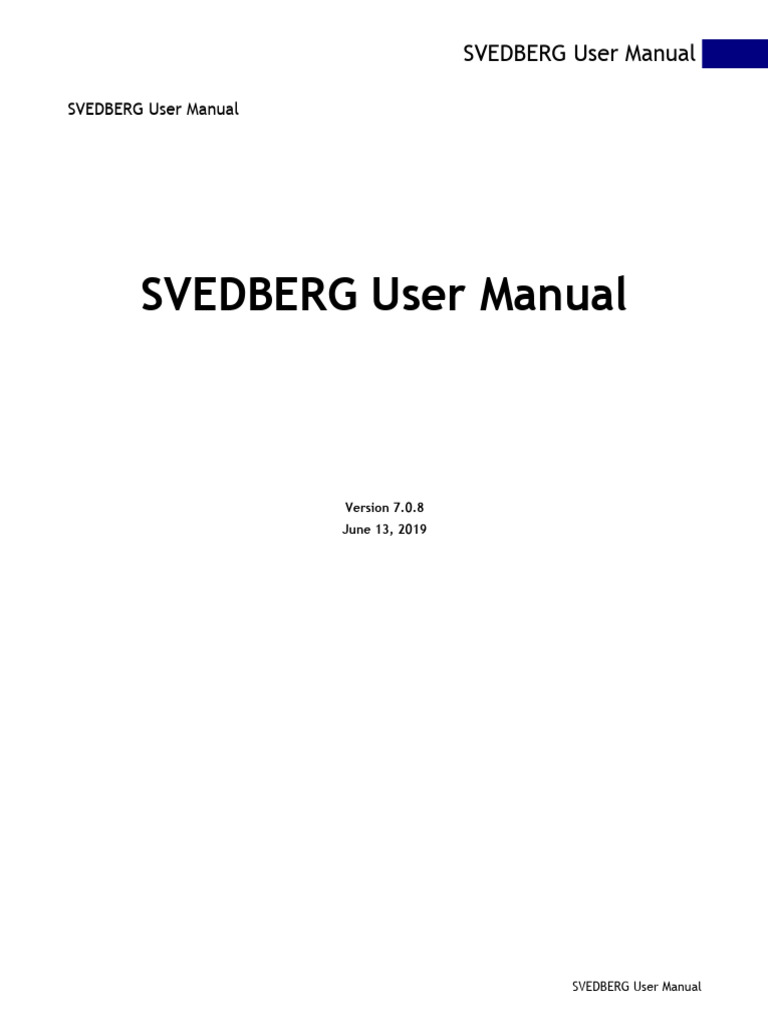 SVEDBERG User Manual Version 7.0.8 | PDF | Menu (Computing) | Button ...
