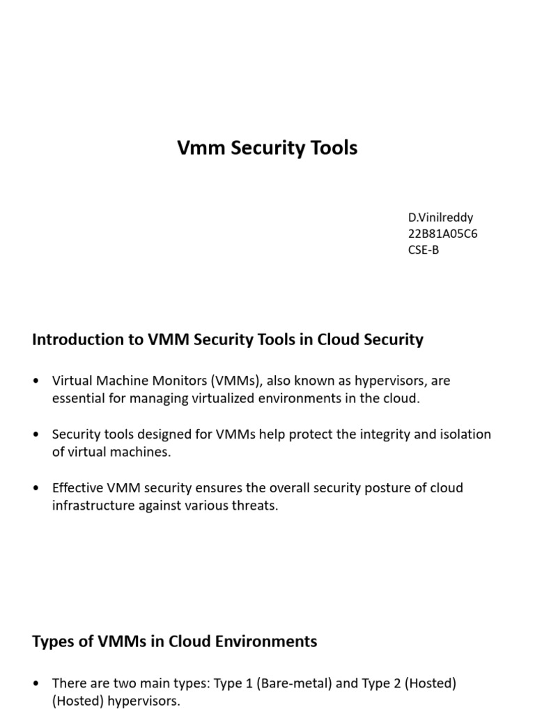 VMM Security Tools for Cloud Safety | PDF | Security | Computer Security