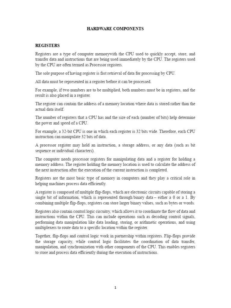 CPU Register Types and Functions Explained | PDF | Central Processing ...