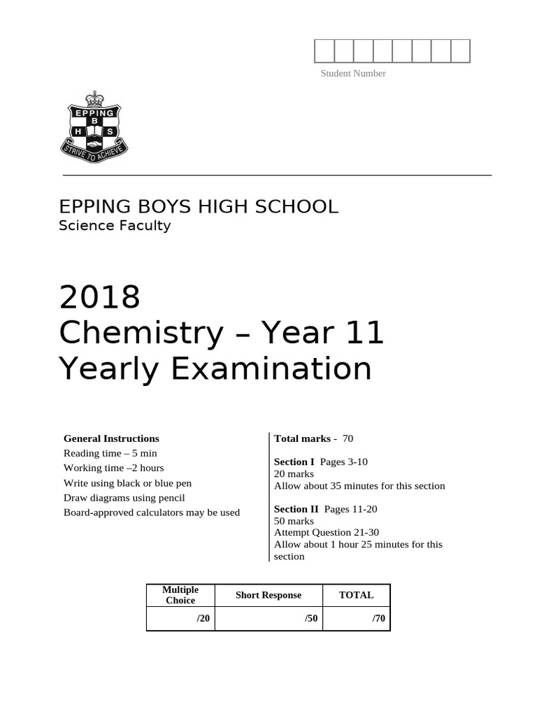 Year 11 Chemistry Exam Paper | PDF | Chemical Reactions | Solubility