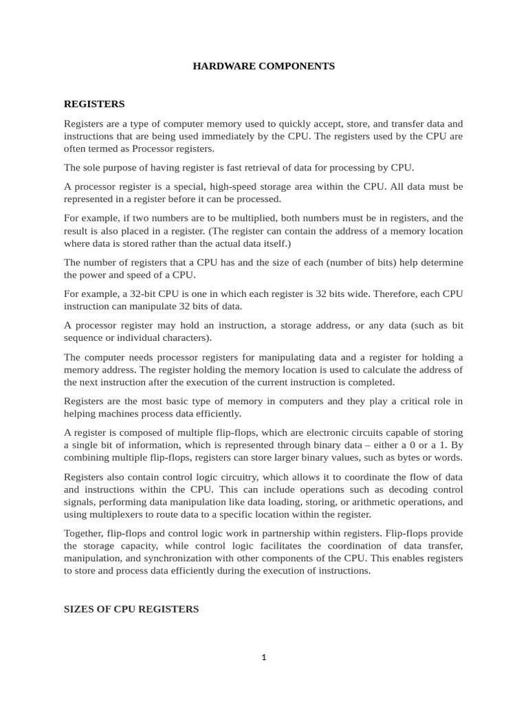 CPU Registers: Types and Functions | PDF | Central Processing Unit ...