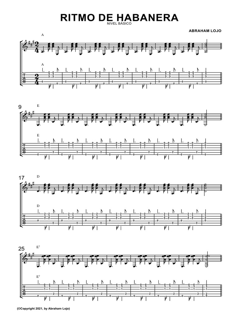 Habanera : Partition de base pour débutants | PDF