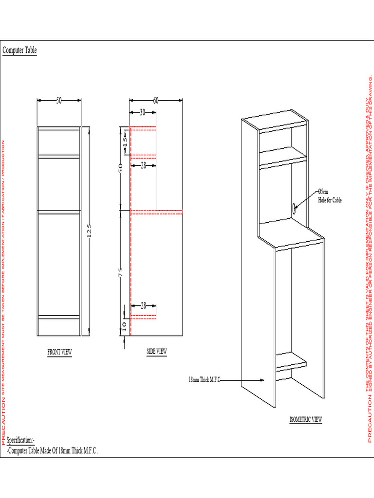 Computer Table Design Specifications | PDF
