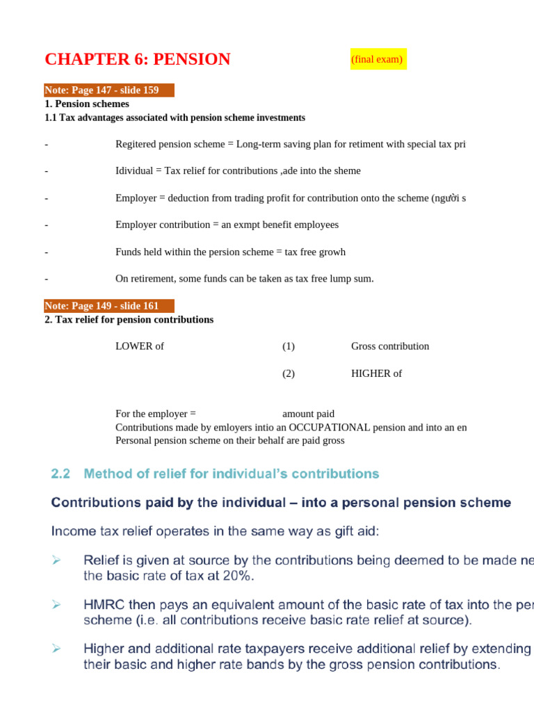 Pension Schemes and Tax Relief Explained | PDF | Income | Pension