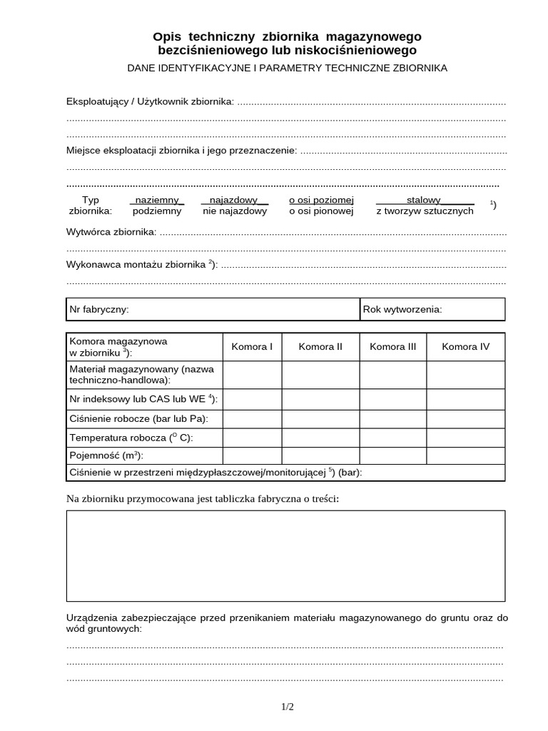Opis Tech Zbiornik Bezcisnieniowy | PDF