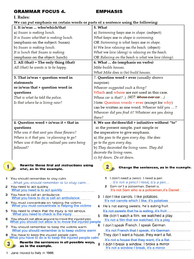 Emphasis in English Grammar Rules | PDF | Subject (Grammar ...