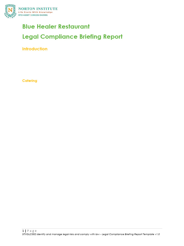 Legal Compliance Report Template | PDF | Regulatory Compliance | Audit