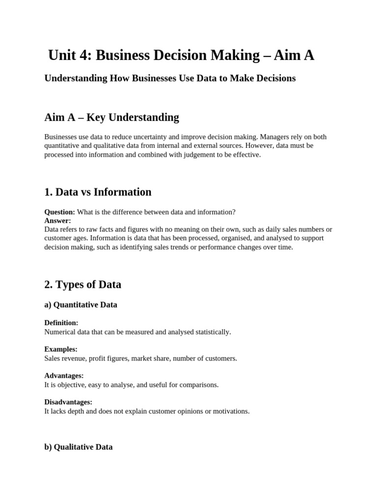 Business Decision Making with Data Insights | PDF | Quantitative ...
