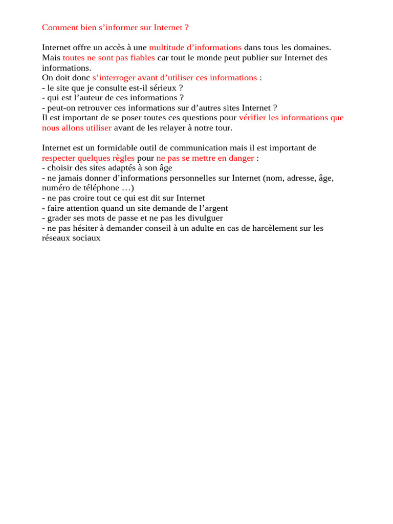 Guide pour s'informer sur Internet | PDF