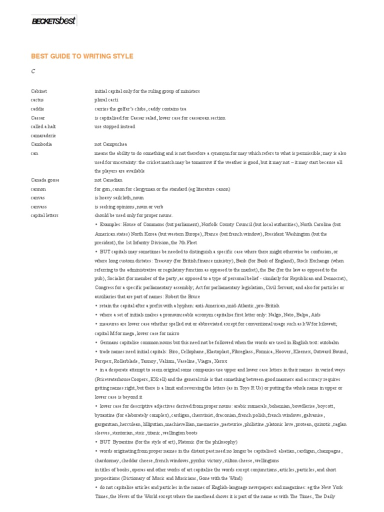 Best Guide To Writing Style PDF Letter Case English Language