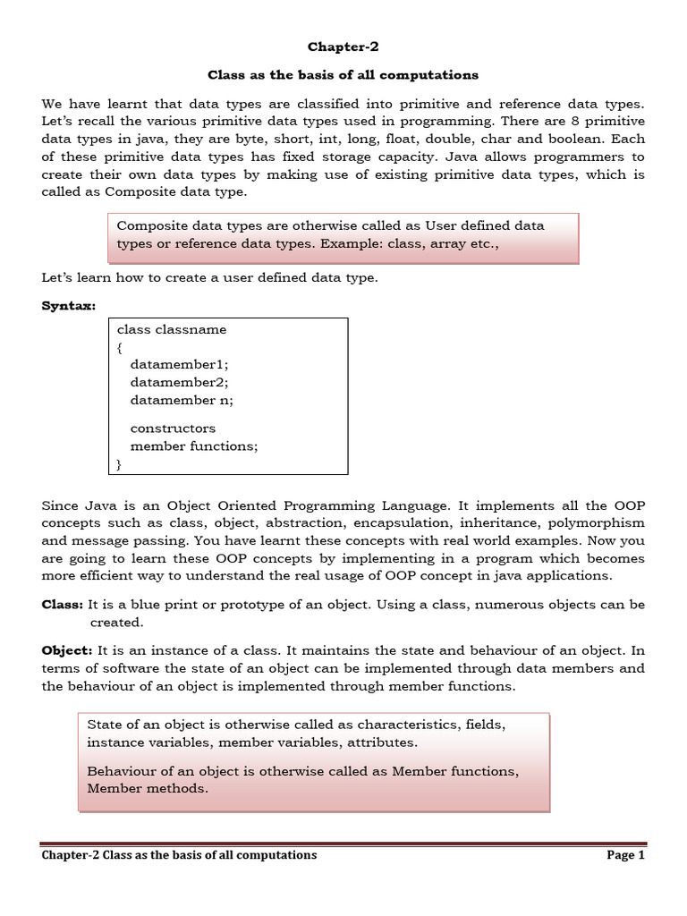 Java Class Fundamentals and Examples | PDF | Object Oriented ...
