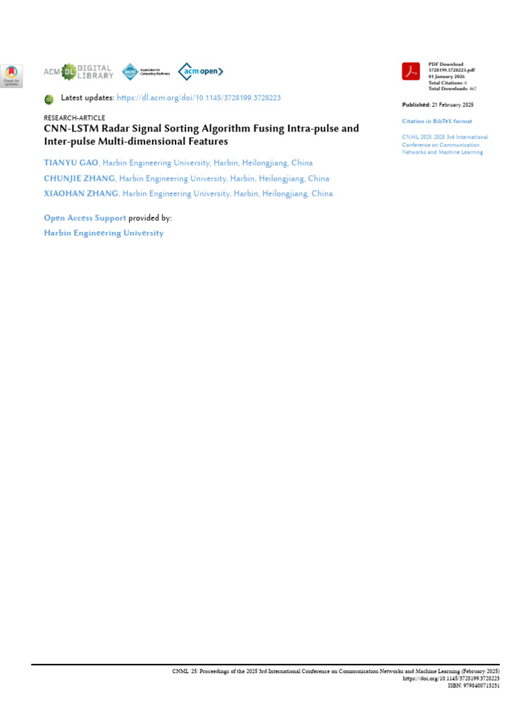 CNN-LSTM Radar Signal Sorting Algorithm | PDF | Cluster Analysis ...