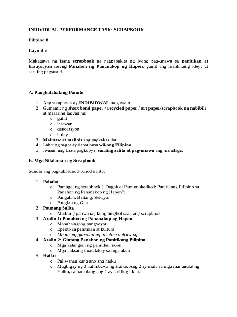 Individual Performance Task 3rd Quarter | PDF
