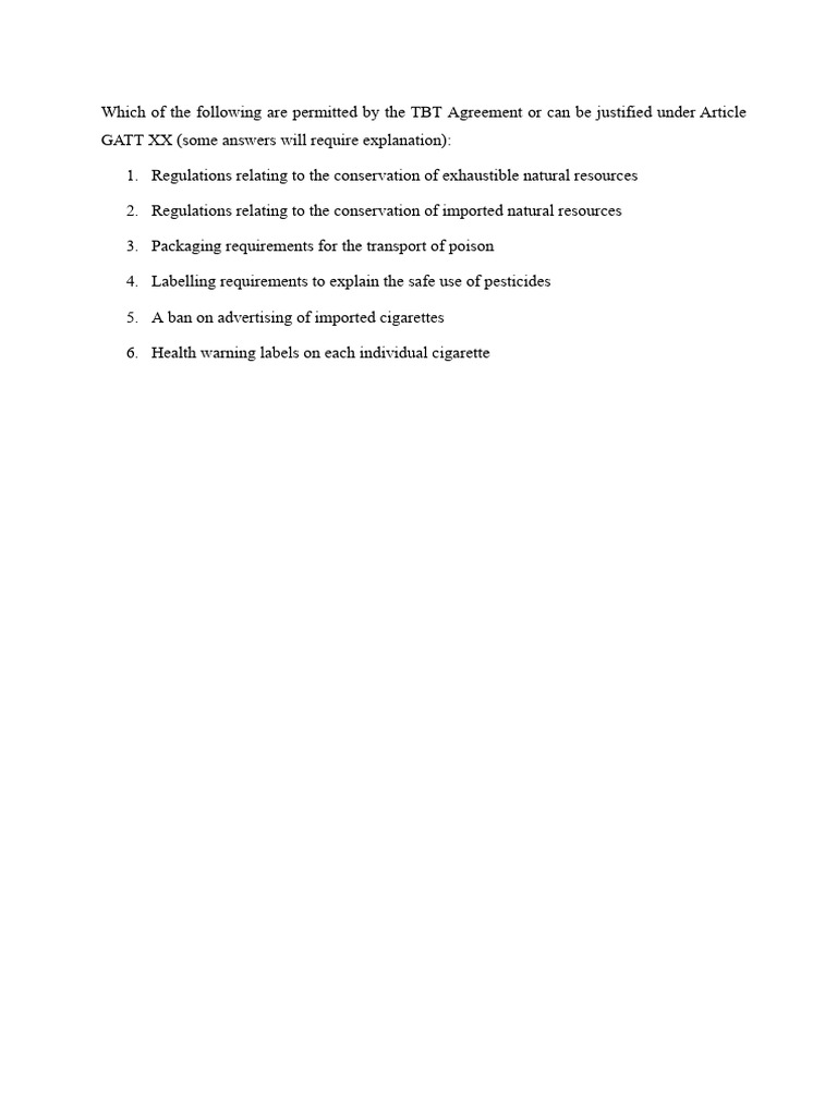 TBT Agreement Justifications Explained | PDF
