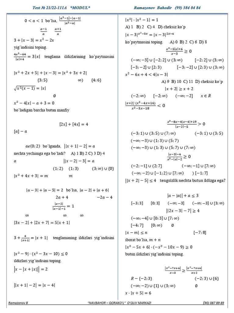 Test 111a. Modul | PDF