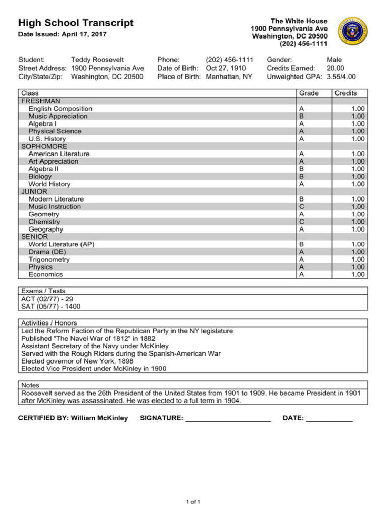 College Transcript 14 | PDF