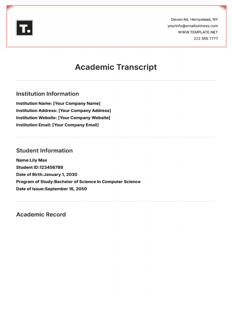 Academic Transcript Template | PDF