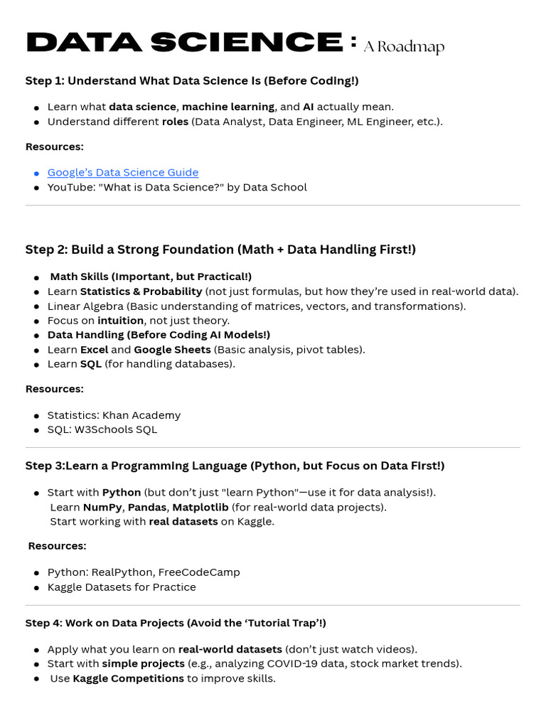 Data Science Roadmap for Beginners | PDF