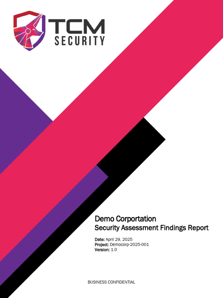 DemoCorp Security Assessment Report | PDF | Password | Active Directory