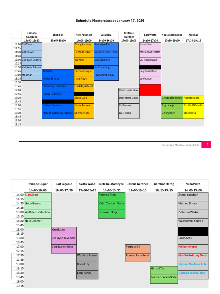 Masterclass Schedule January 2026 | PDF