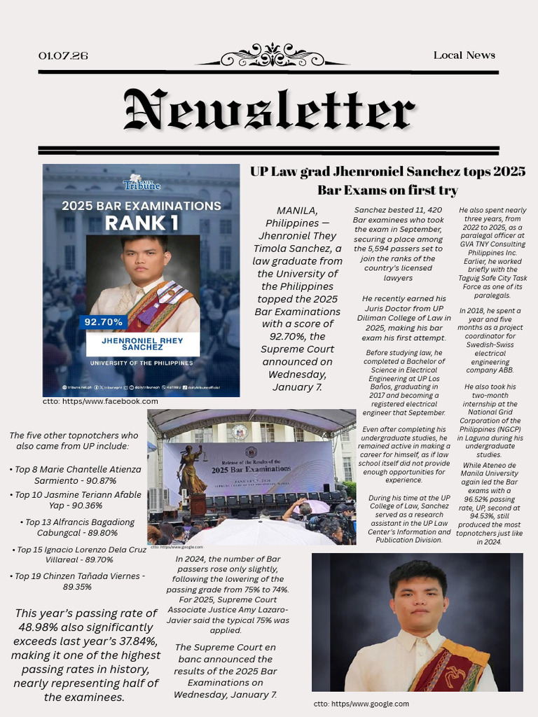 UP Law Grad Tops 2025 Bar Exams | PDF | Justice | Crime & Violence