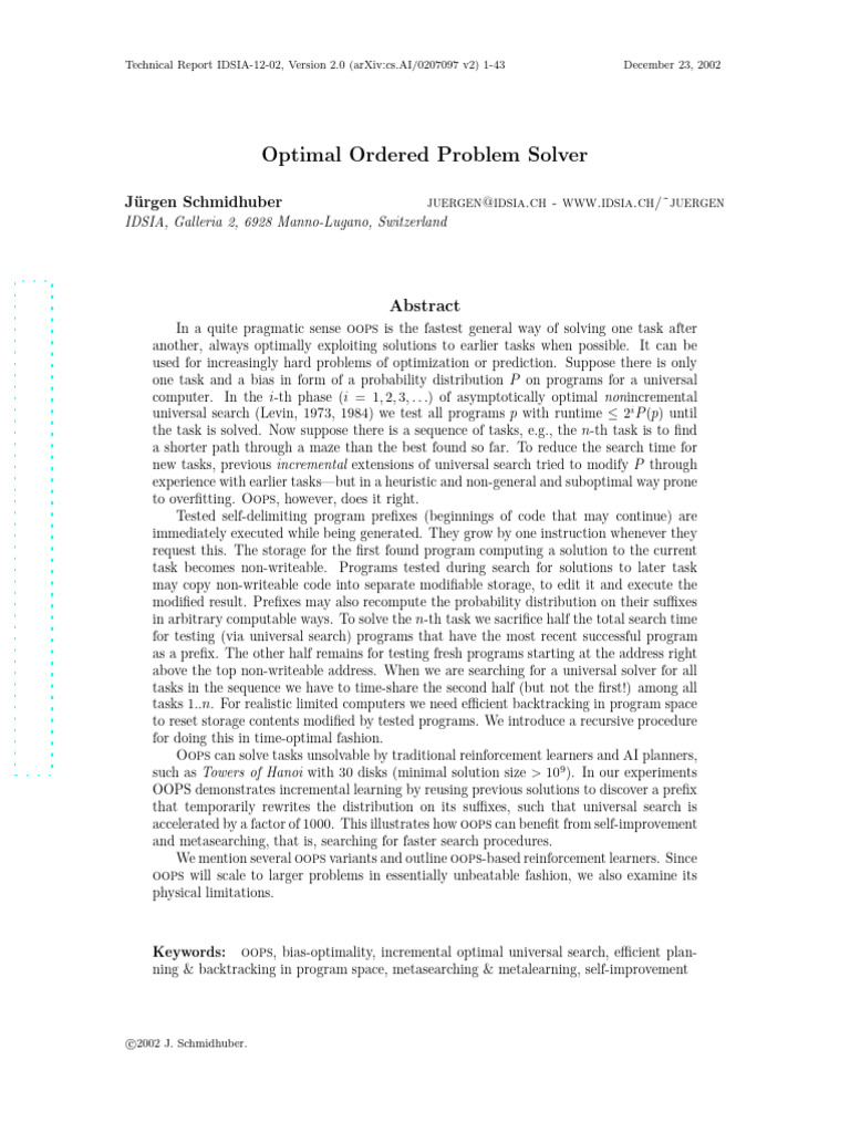 Optimal Ordered Problem Solver | PDF | Recursion | Software Engineering