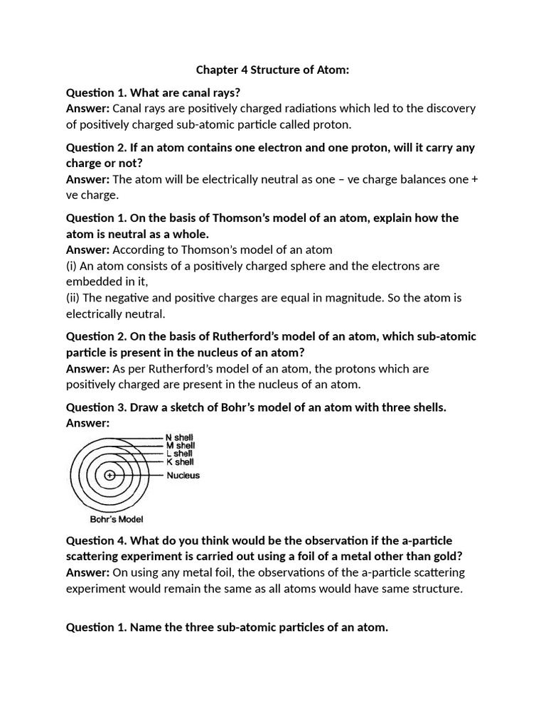 Structure of Atom: Key Concepts and Models | PDF | Atoms | Atomic Nucleus