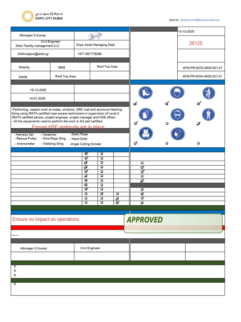 Work at Height Permit Request Form | PDF | Occupational Safety And ...