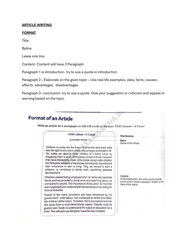 Article Writing Format Guide | PDF
