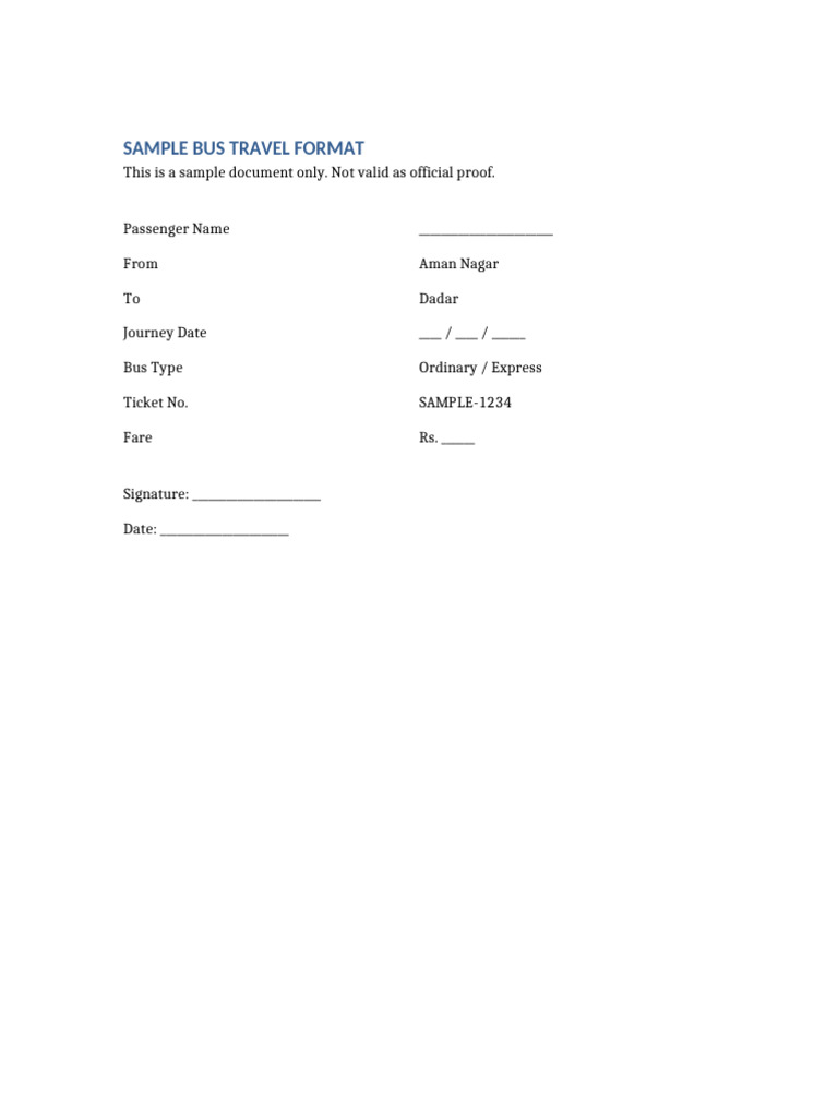 Bus Travel Sample | PDF