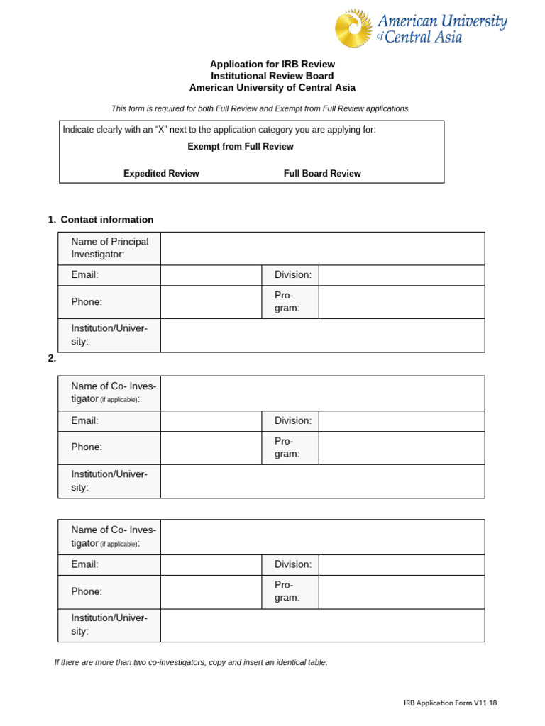 IRB Review Application Form Guide | PDF | Consent | Informed Consent
