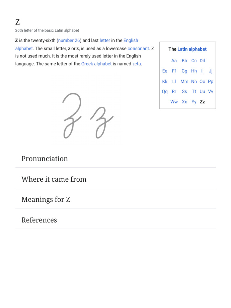 Overview of the Letter Z in English | PDF