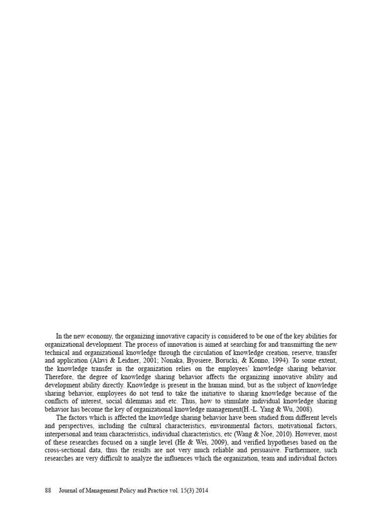 Factors Influencing Knowledge Sharing Behavior | PDF | Survey ...