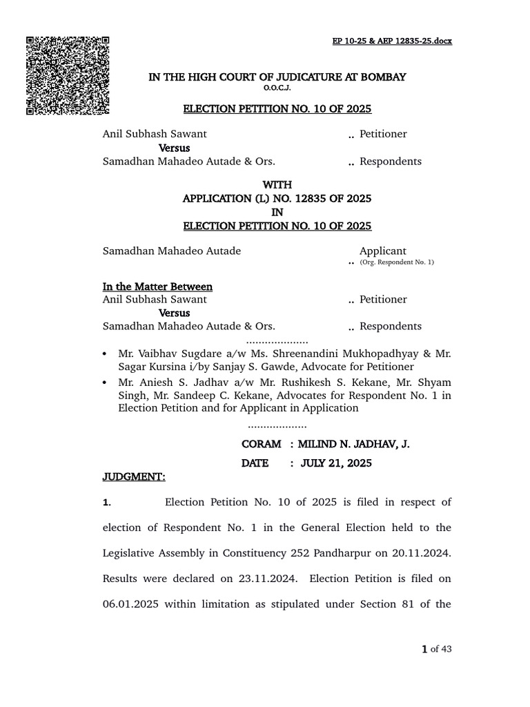 Election Petition 10 of 2025 Overview | PDF | Common Law | Equity (Law)