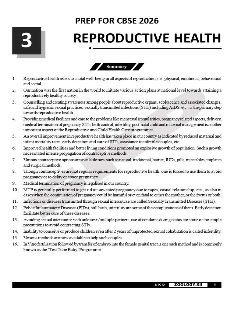 Reproductive Health Overview and Methods | PDF | Sexually Transmitted ...