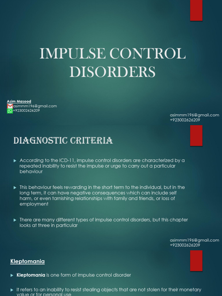 Impulse Control Disorders | PDF | Problem Gambling | Reward System