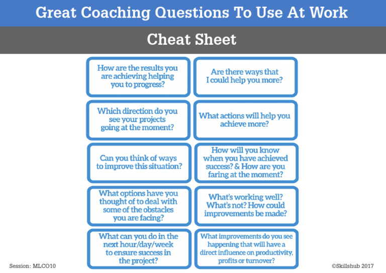 60 Seconds - Great Coaching Questions To Use at Work | PDF