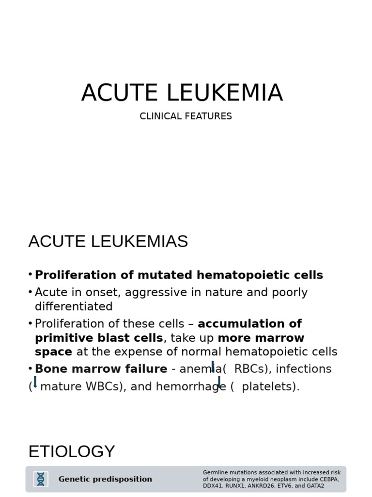 Acute Leukemia: Clinical Features & Types | PDF | Leukemia | Diseases ...