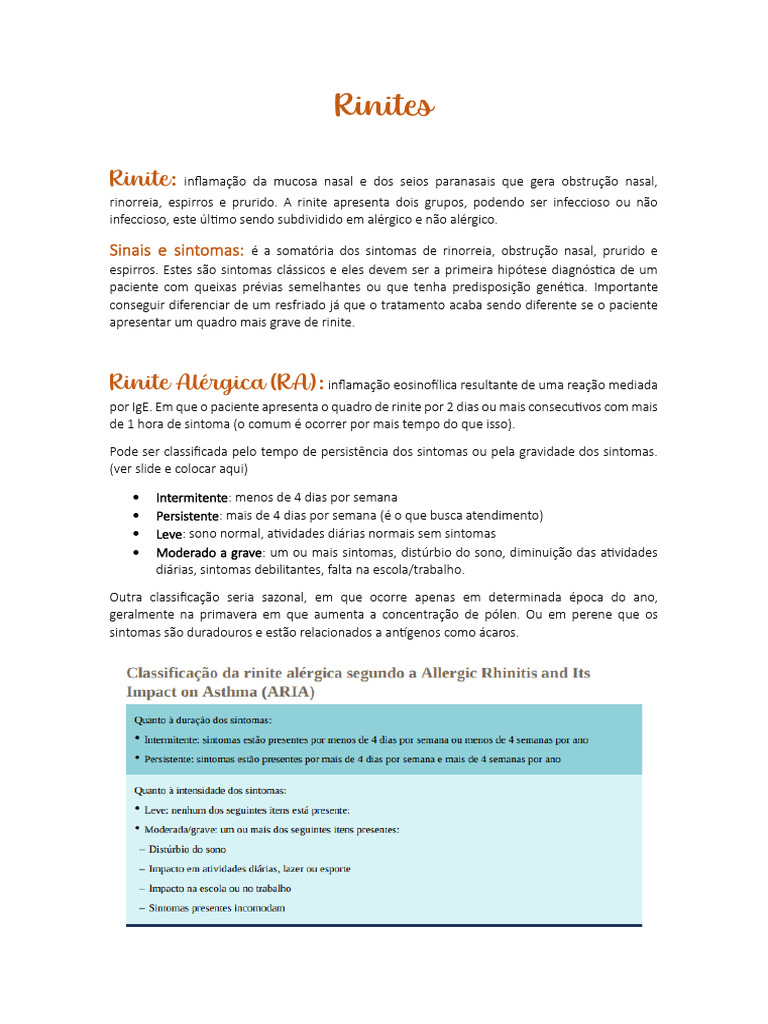 Rinite: Sintomas, Tipos e Tratamento | PDF | Alergia | Asma