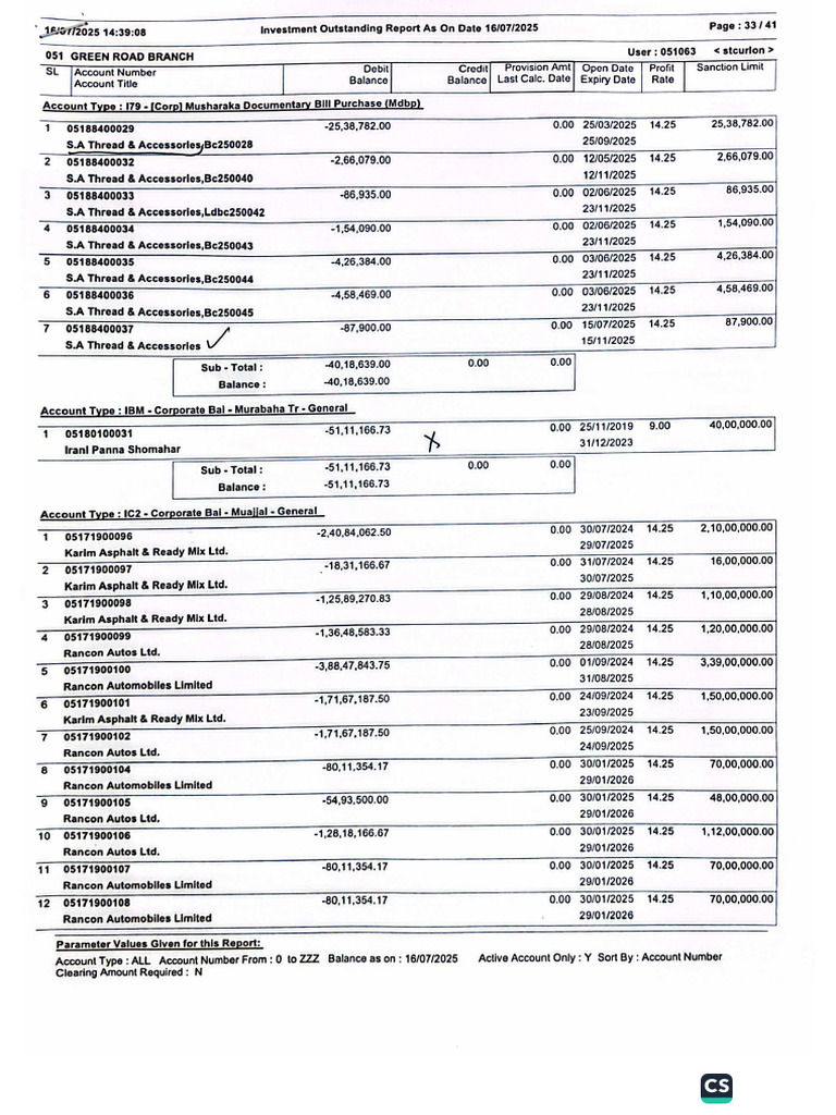 Investment Outstanding Report | PDF