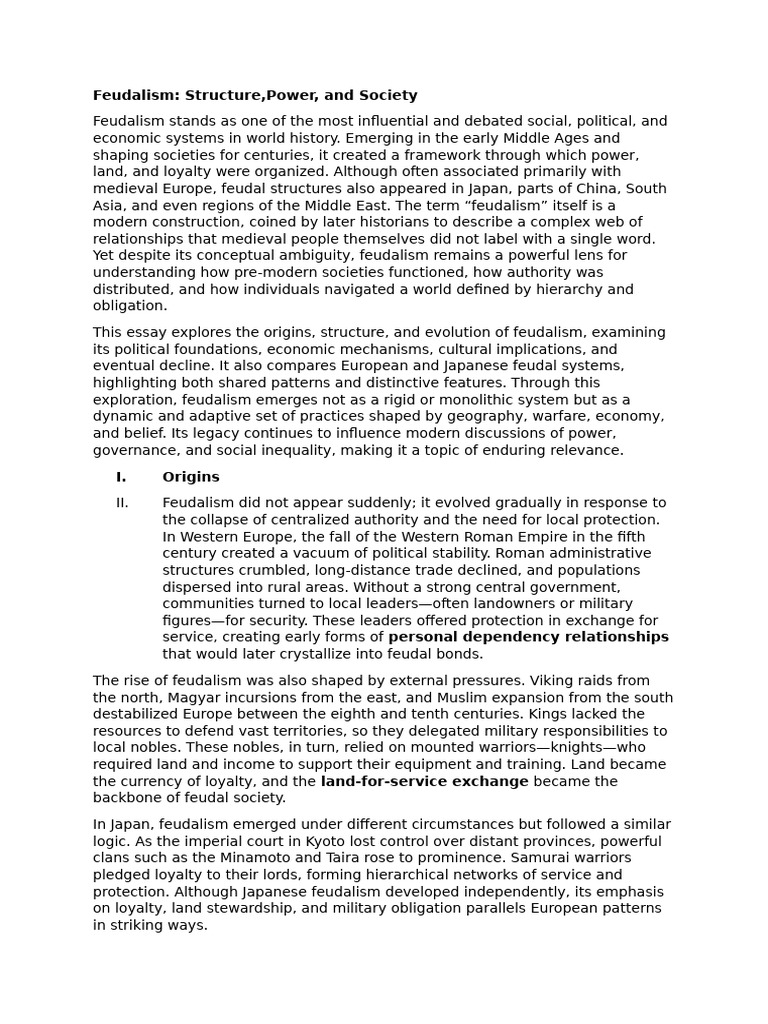 Understanding Feudalism's Structure and Impact | PDF | Feudalism | Serfdom