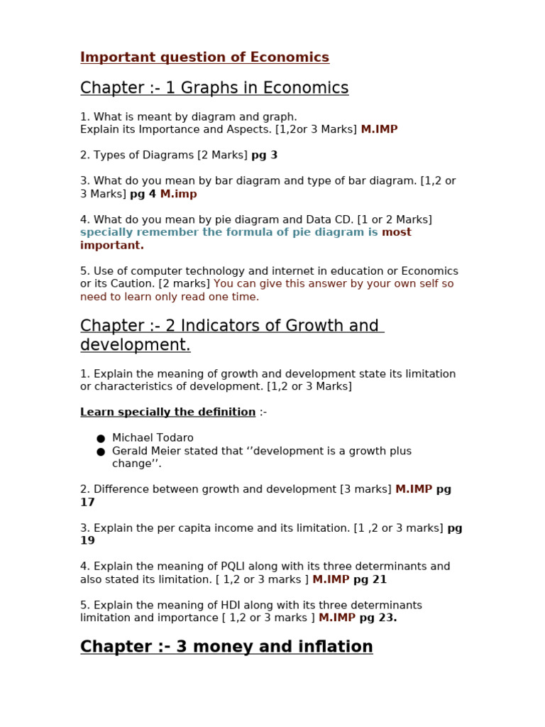 Key Economics Concepts and Questions | PDF | Unemployment | Inflation