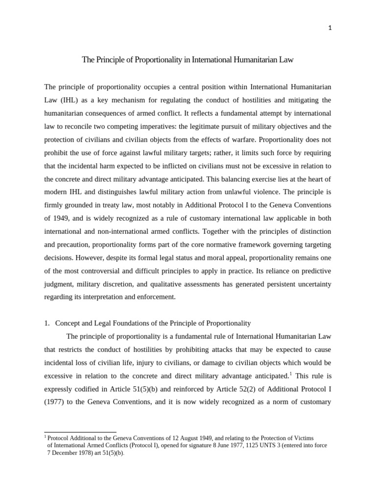 Proportionality in International Humanitarian Law | PDF | International ...