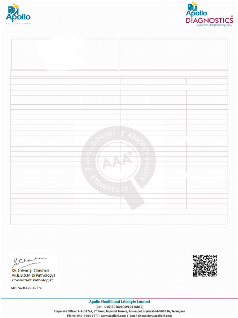 Apollo247 250759282 Labreport Complete 1719994632210 | PDF | White ...
