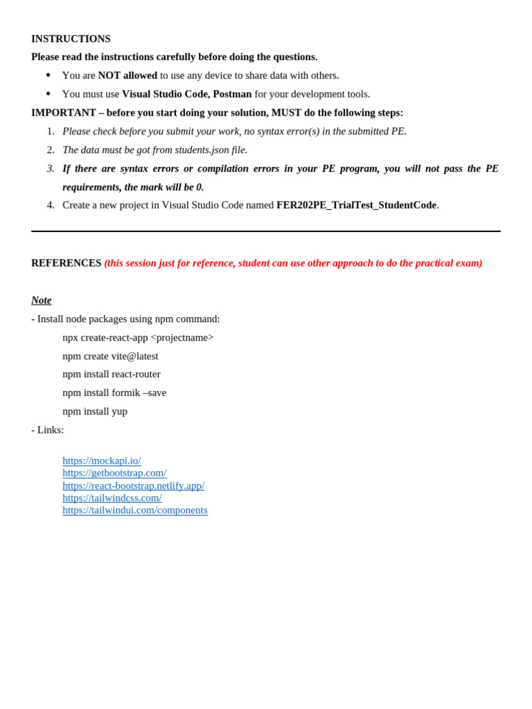 PE FER202 TrialTest Note | PDF