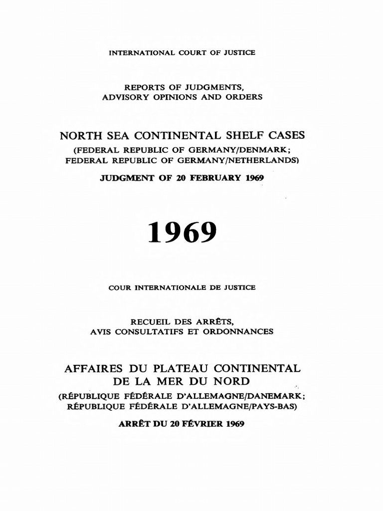 North Sea Continental Shelf Judgment 1969 | PDF | Territorial Waters
